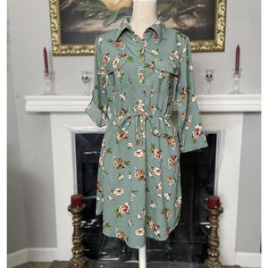 MPH Collection Sage Green Floral Dress Size XL